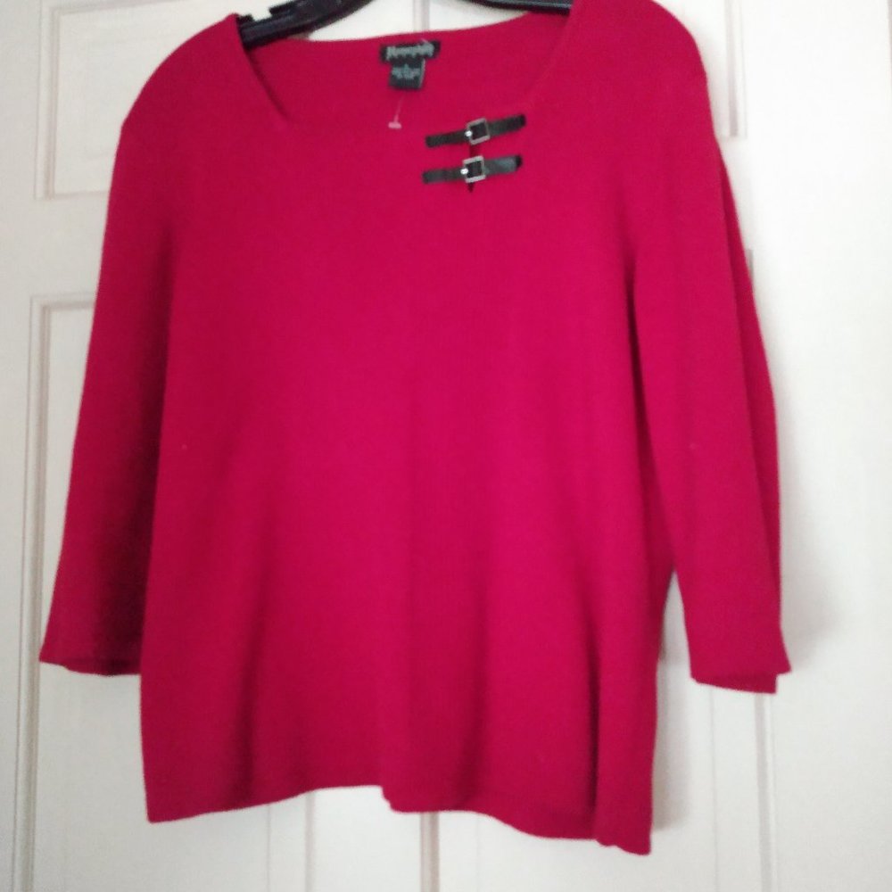 Hampshire Studio Red knit top 3/4 sleeve New size L